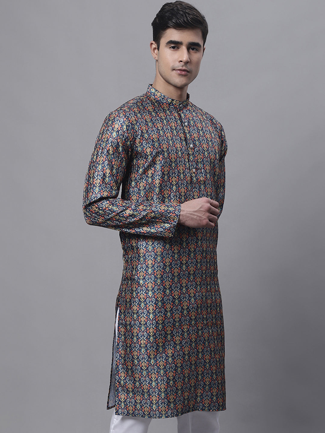 Men's Navy Digital Printed Kurta