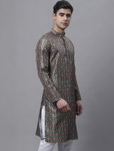 Men's Olive Green Digital Printed Kurta