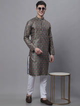 Men's Olive Green Digital Printed Kurta