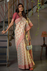 Pink Cotton Jamdani Saree