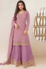 Pink Jacquard Embroidered Salwar Suit