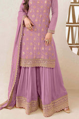 Pink Jacquard Embroidered Salwar Suit