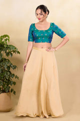 Rama Green Silk Embroidered Elbow Sleeves Blouse