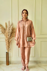 Lily Chikankari co-ord set in Brown