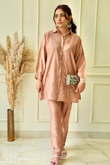 Lily Chikankari co-ord set in Brown