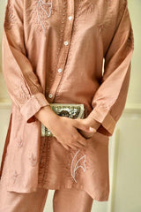 Lily Chikankari co-ord set in Brown