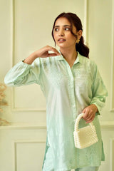 Lily Chikankari co-ord set in Sea green