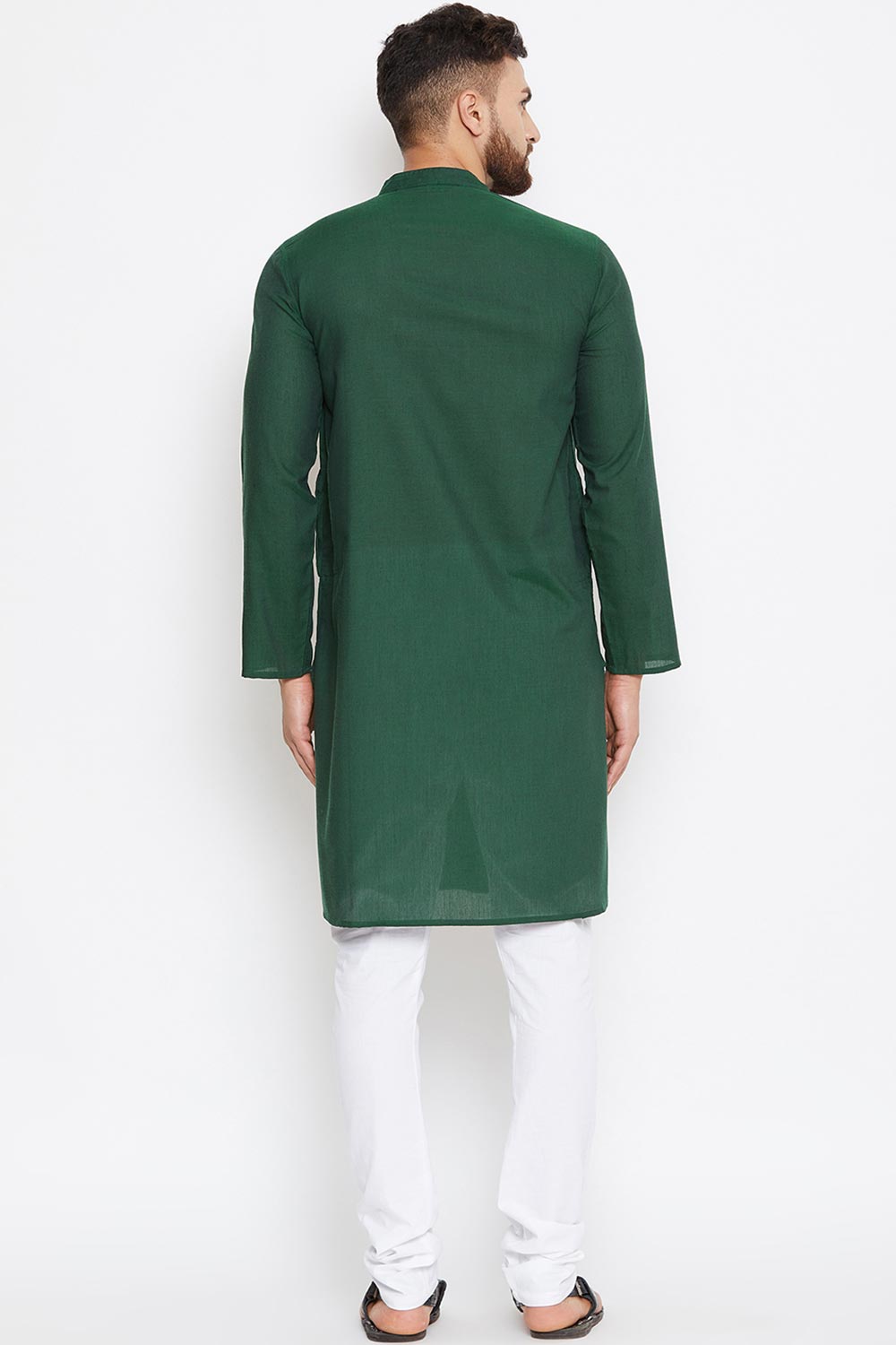 Men's Cotton Solid Kurta Top In Green