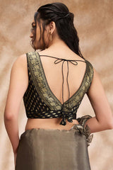 Black Silk Woven Sleeveless Blouse