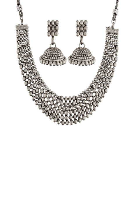 Oxidized Plated Traditional Style Choker Necklace Jewellery Set