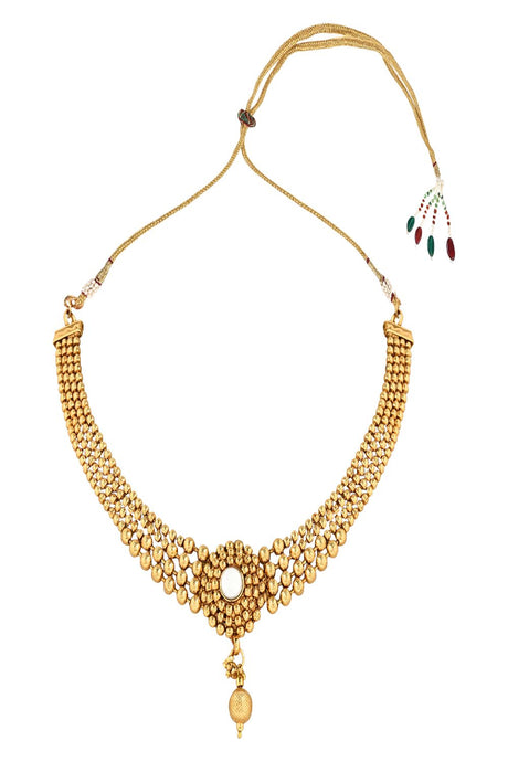 Gold Plated Traditional Style Choker Necklace Jewellery Set