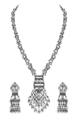 Silver Oxidised Traditional Long Necklace with Earring Set