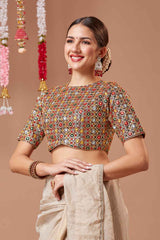 Multi-Color Embroidered Georgette Blouse