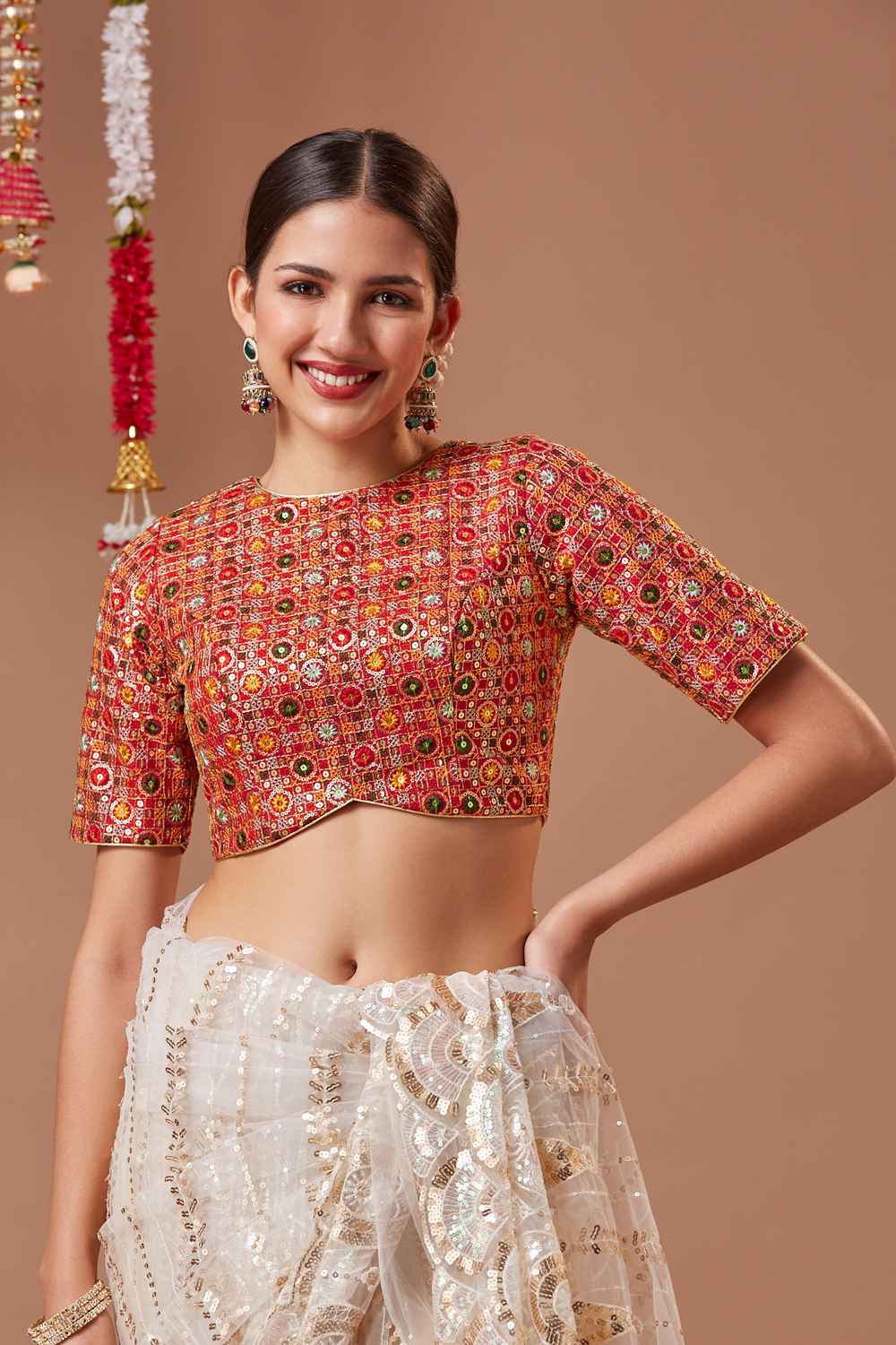 Pink Embroidered Georgette Blouse