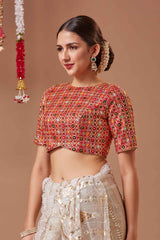 Pink Embroidered Georgette Blouse