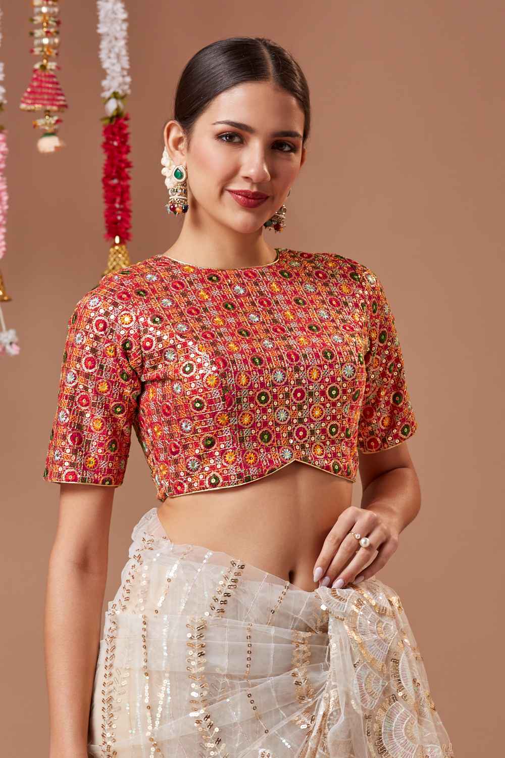 Pink Embroidered Georgette Blouse