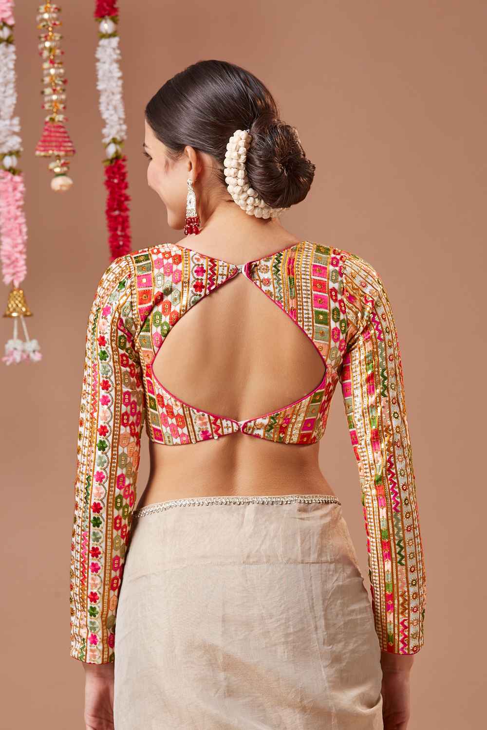 White Embroidered Georgette Blouse