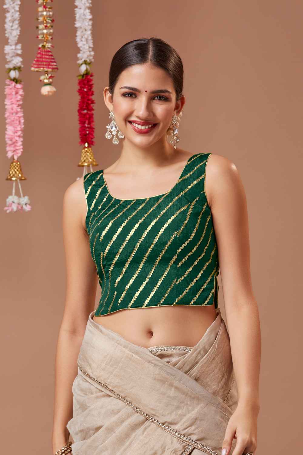 Green Embroidered Georgette Blouse