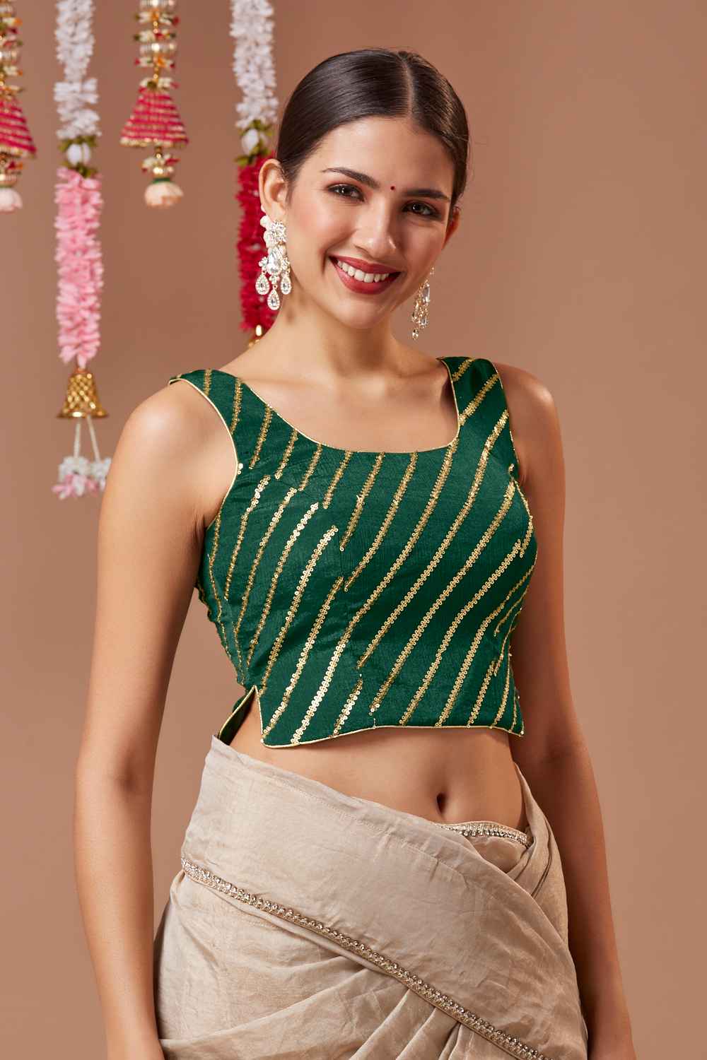 Green Embroidered Georgette Blouse