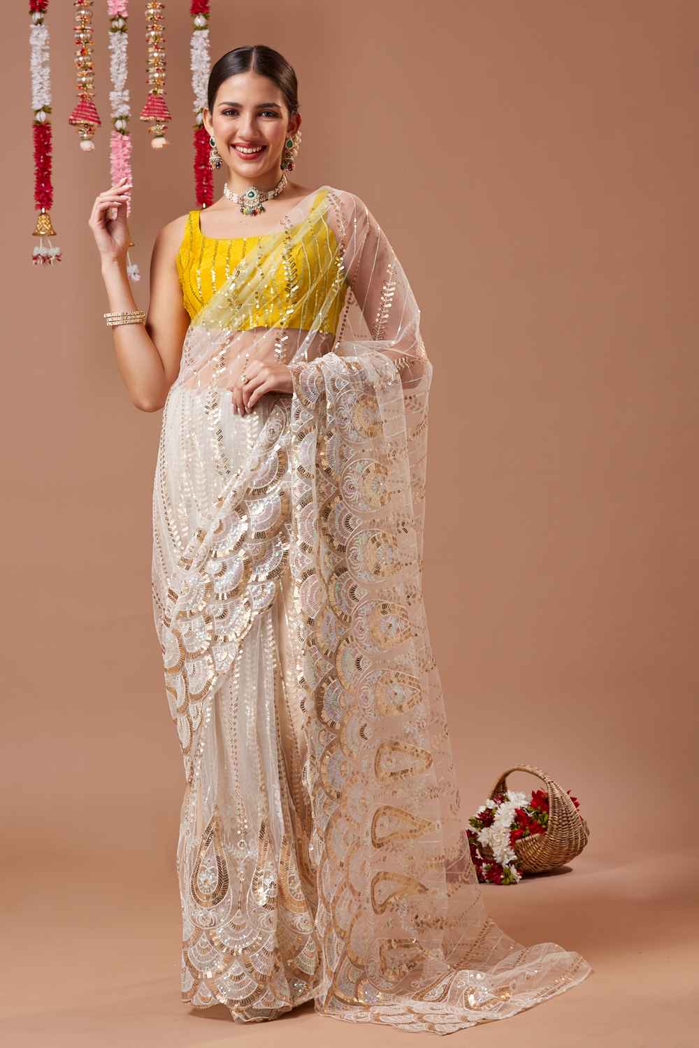 Yellow Embroidered Georgette Blouse