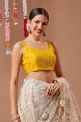 Yellow Embroidered Georgette Blouse