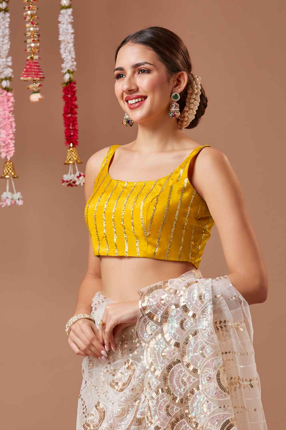 Yellow Embroidered Georgette Blouse