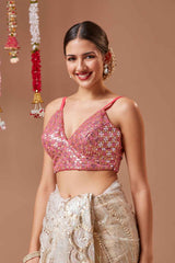 Pink Embroidered Georgette Blouse