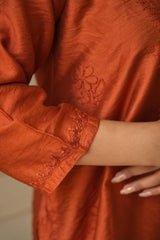 Meher Chikankari co-ord set in Rust