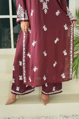 Miraya Chikankari modal set in Brown