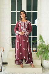 Miraya Chikankari modal set in Brown