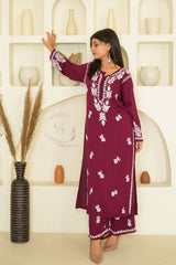 Miraya Chikankari modal set in Wine