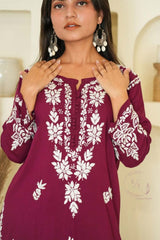 Miraya Chikankari modal set in Wine