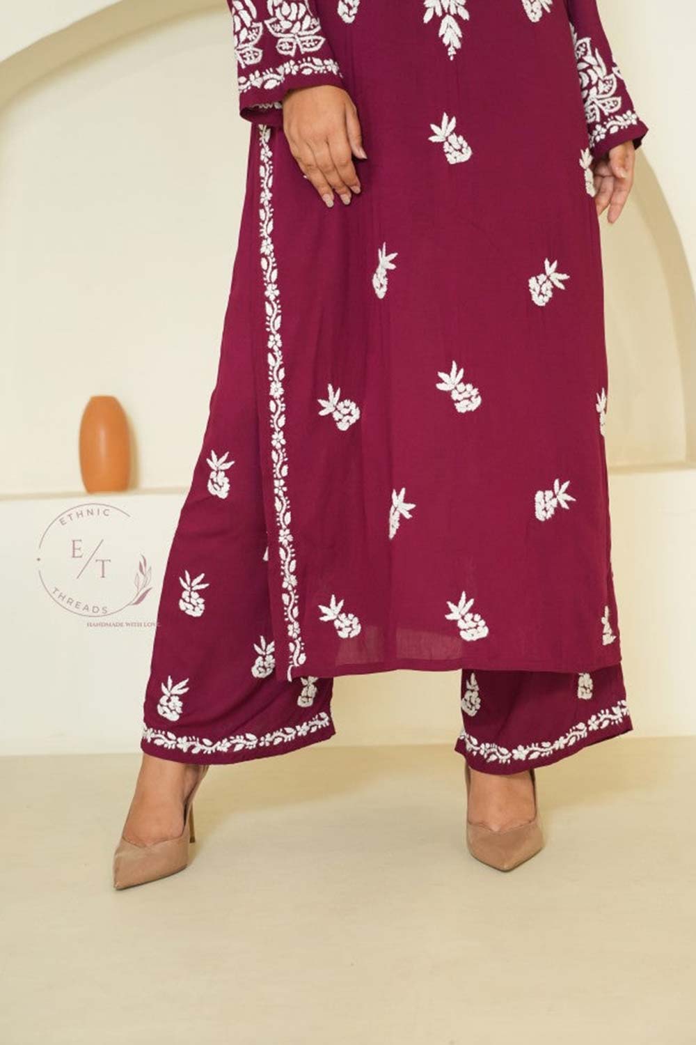 Miraya Chikankari modal set in Wine