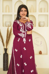 Miraya Chikankari modal set in Wine