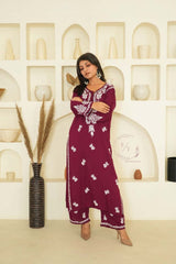 Miraya Chikankari modal set in Wine