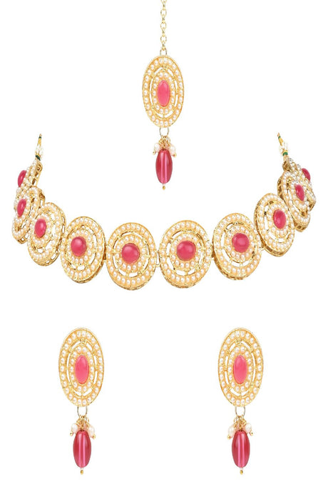 Traditional Handcrafted Pearl Necklace Jewellery Set With Earrings & Maang Tikka Set