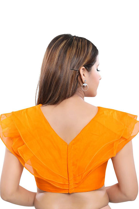 Mustard Silk Blend Solid Sleeveless Blouse