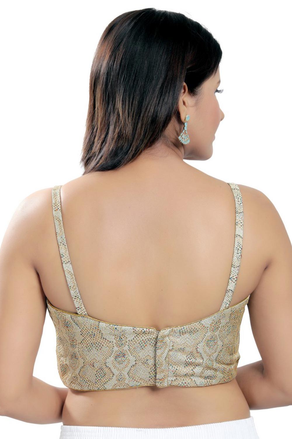 Gold Brocade Printed Sleeveless Blouse