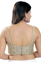 Gold Brocade Printed Sleeveless Blouse