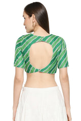 Green Orgenza Printed Short Sleeves Blouse