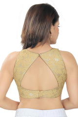 Gold Brocade Printed Sleeveless Blouse