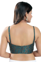 Blue Brocade Printed Sleeveless Blouse