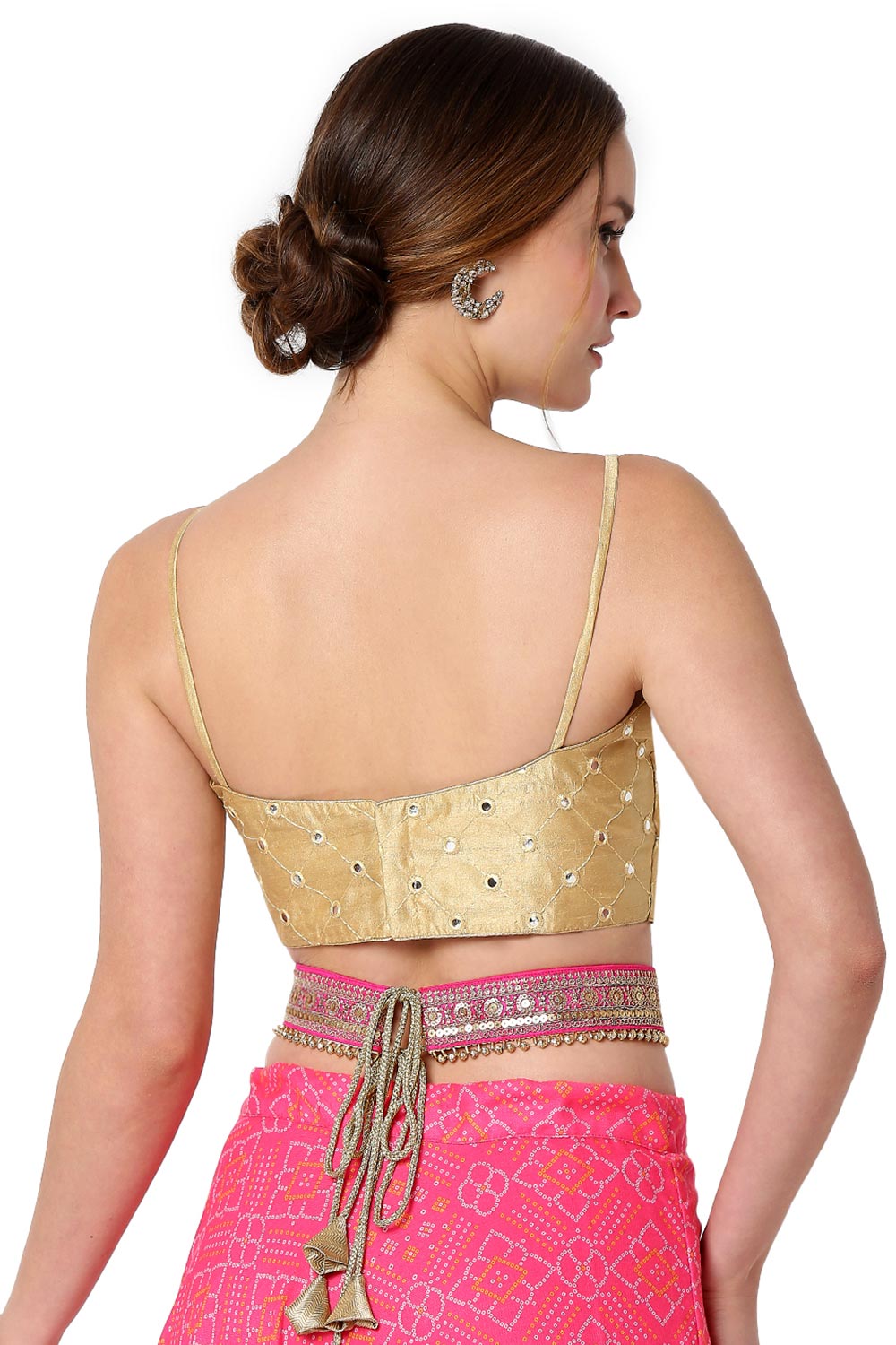 Gold Dupion Silk Embroidered Sleeveless Blouse