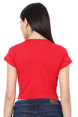 Red Cotton Lycra Solid Short Sleeves Blouse