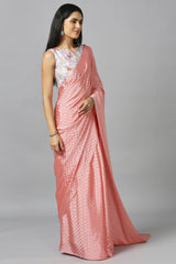 Baby Pink Chiffon Resham Embroidery Party Wear Designer Saree