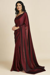 Dark Maroon Silk Tie Dye Party Wear Designer Saree