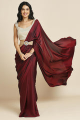 Dark Maroon Silk Tie Dye Party Wear Designer Saree