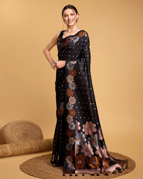 Black Silk Woven Saree
