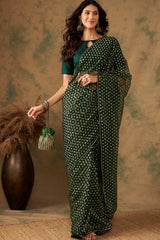 Green Net Zari  Saree