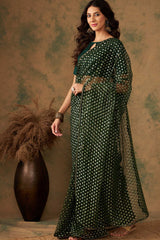 Green Net Zari  Saree